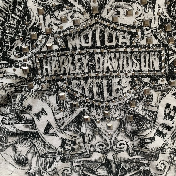 Harley-Davidson Top Studded Red Deer Gasoline Alley Woman’s Large Bikercore - Picture 2 of 10